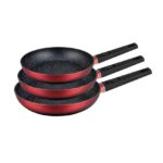 Set de 3 Poeles Avec Poignee Detachable Rouge