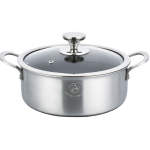 Royal Swiss Casserole 24 cm – Pan triple en acier inoxydable avec intérieur alvéolé et couvercle en Verres – Compatible induction
